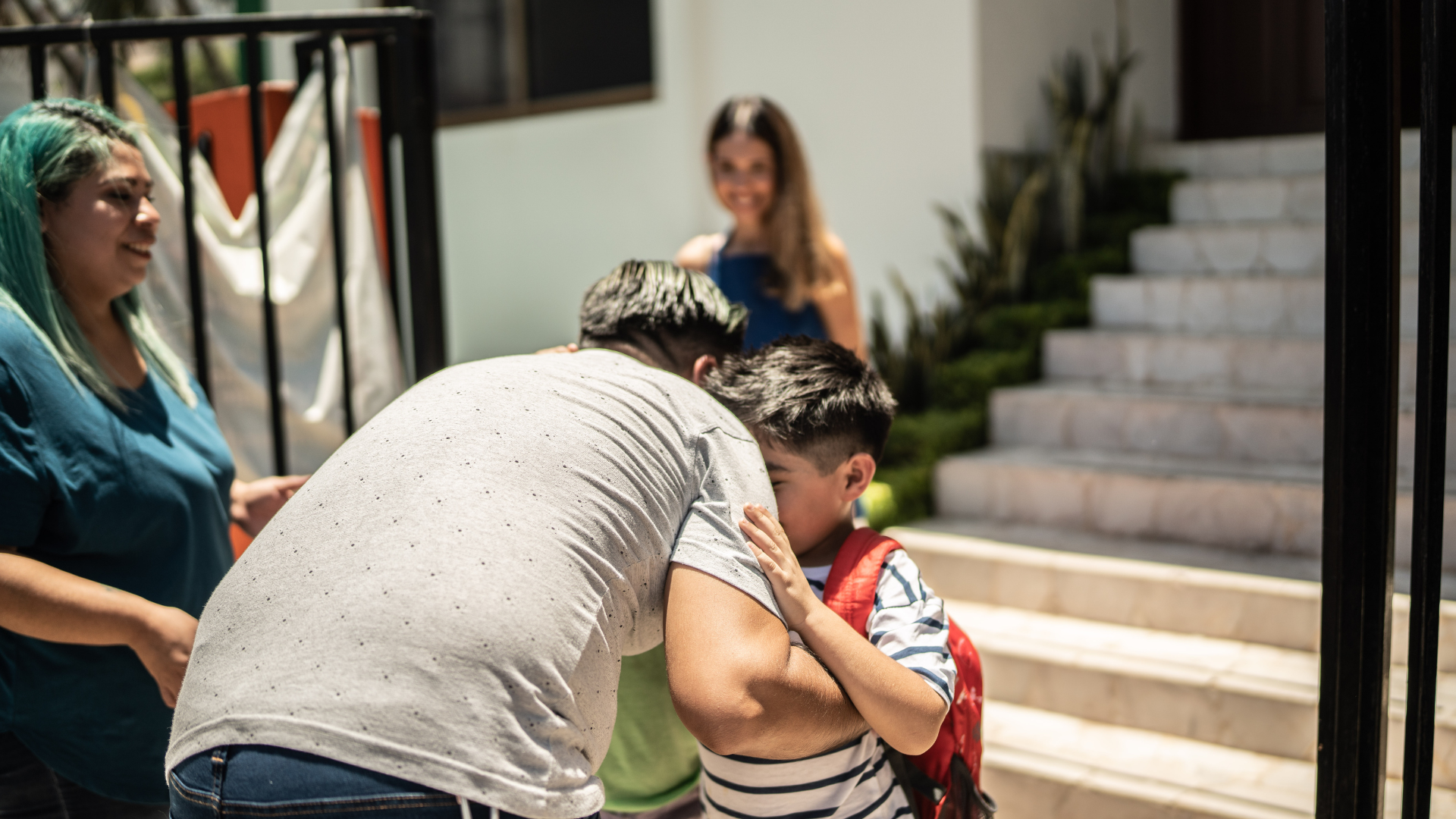 Parent hugging child